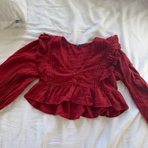 Zara women’s size large red blouse - never worn